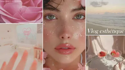 Collage photo tendance ivoire et rose Vlog esthétique Promotion