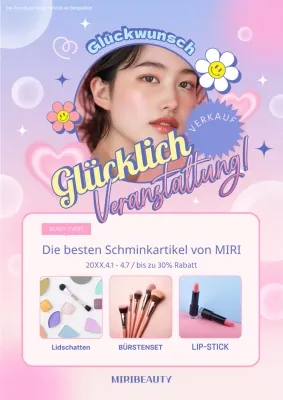 Trendiger Kosmetik-Beauty-Flyer in Lila und Pink