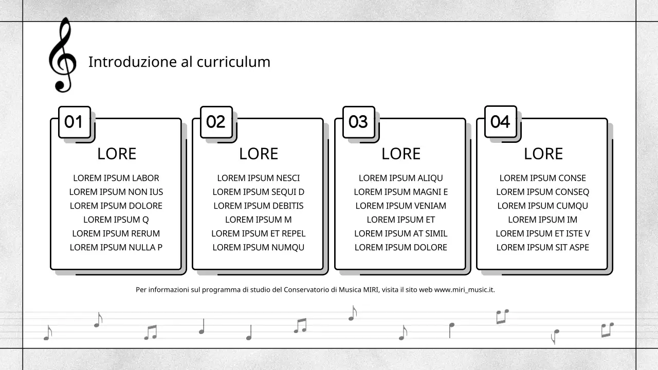 Prospetto della scuola di musica moderna in bianco e nero