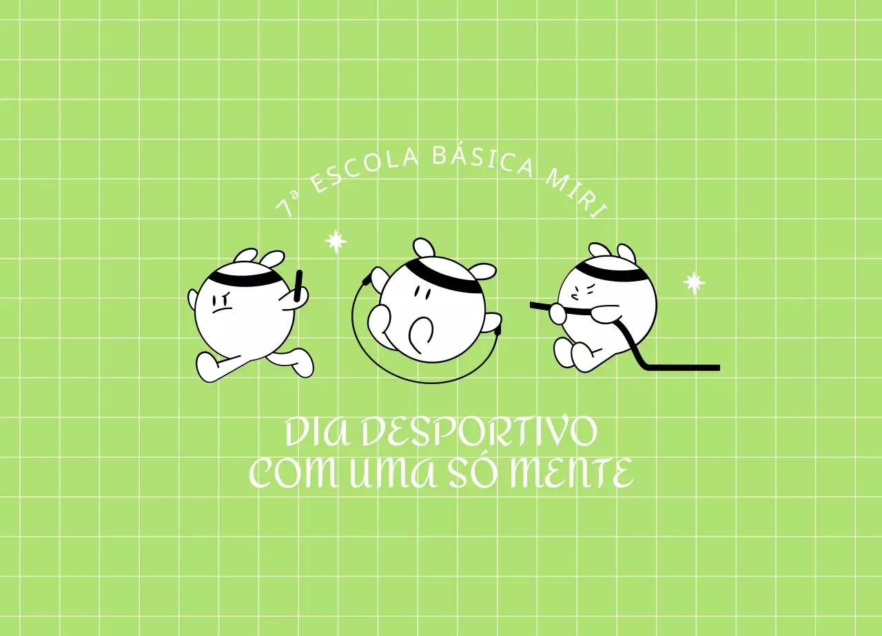 Dia bonito de desporto na escola primária com personagens que se exercitam e fundos às riscas