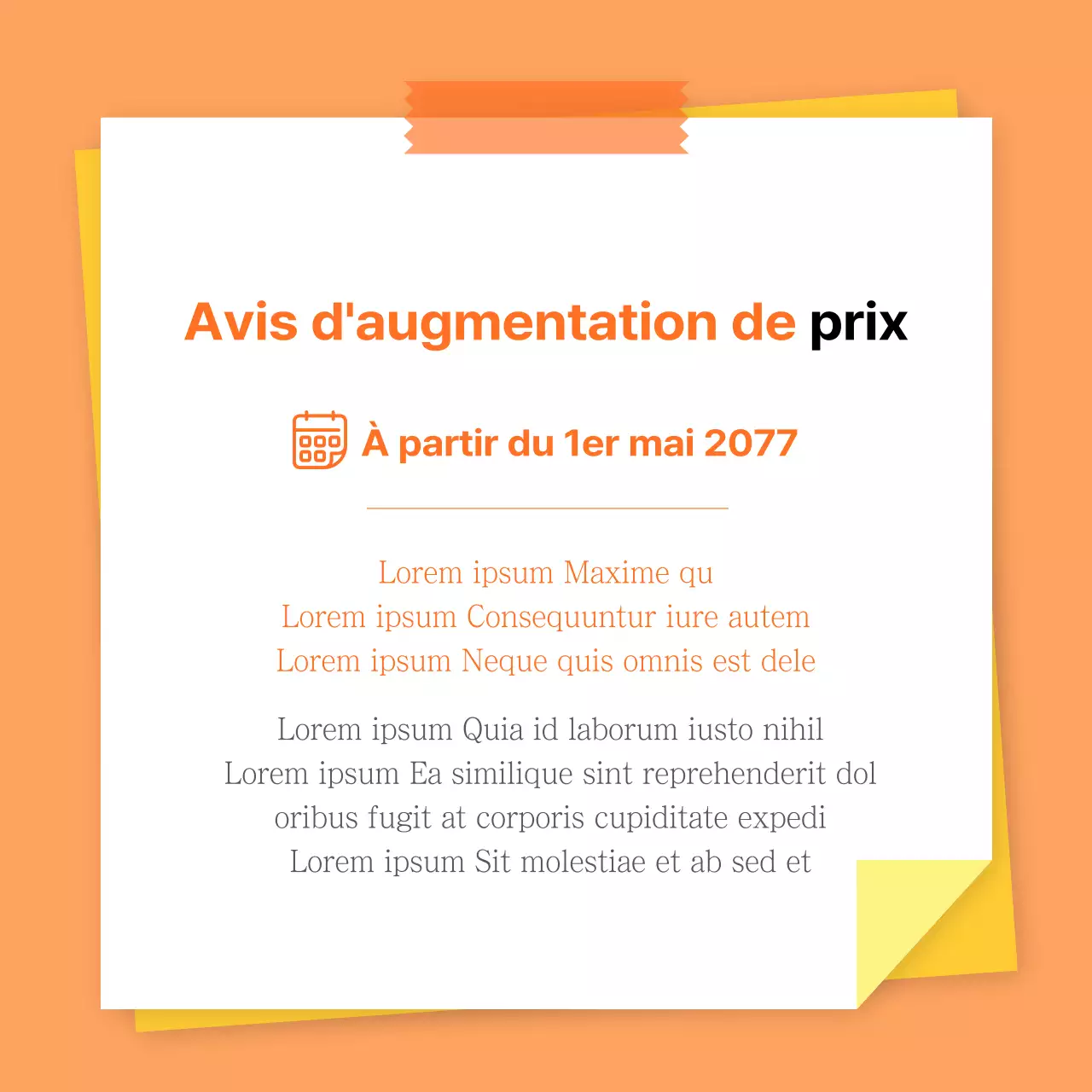 Guide d'augmentation des prix de base en orange et jaune