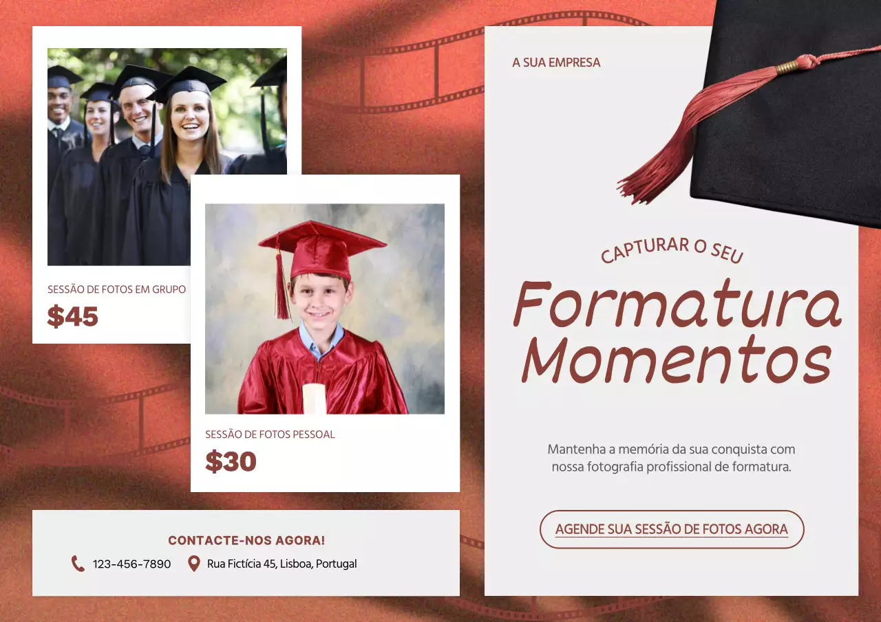 Promoção da época de formatura simples em vermelho e branco