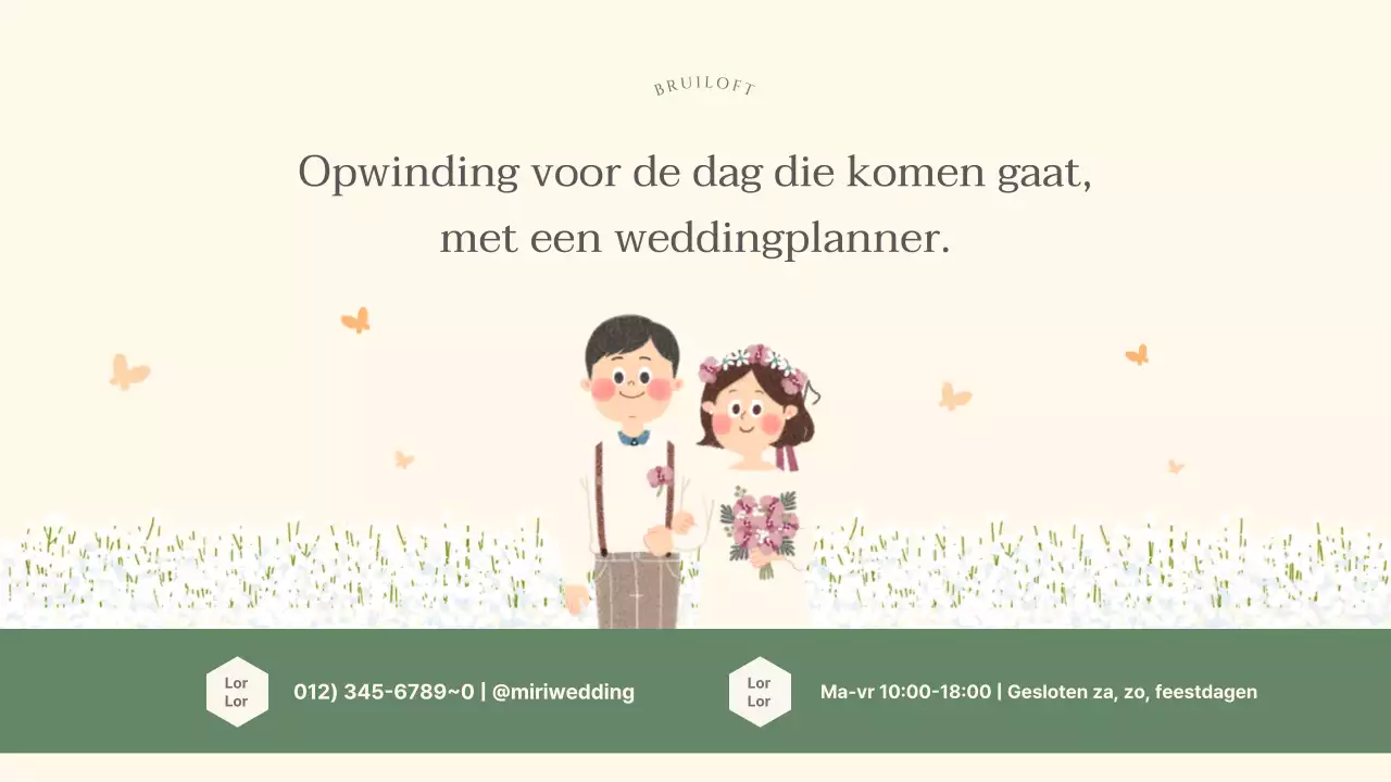 Mooi marketingplan voor weddingplanner in groen en ivoor