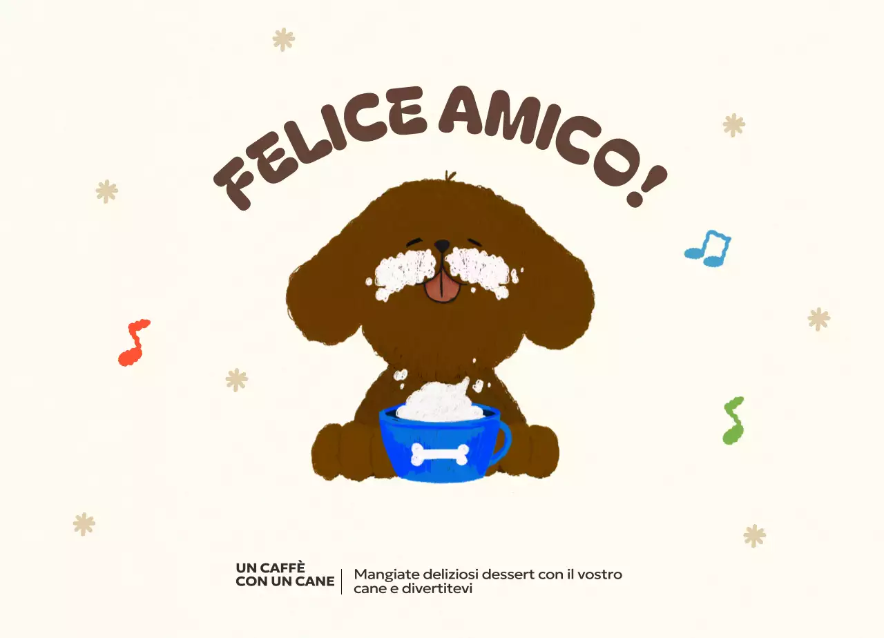 Un simpatico caffè a misura di cane con opere d'arte sui cuccioli