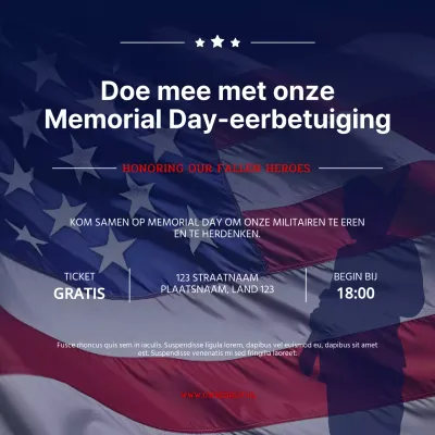 Navy Red Eenvoudige Herdenkingsdag Uitnodiging