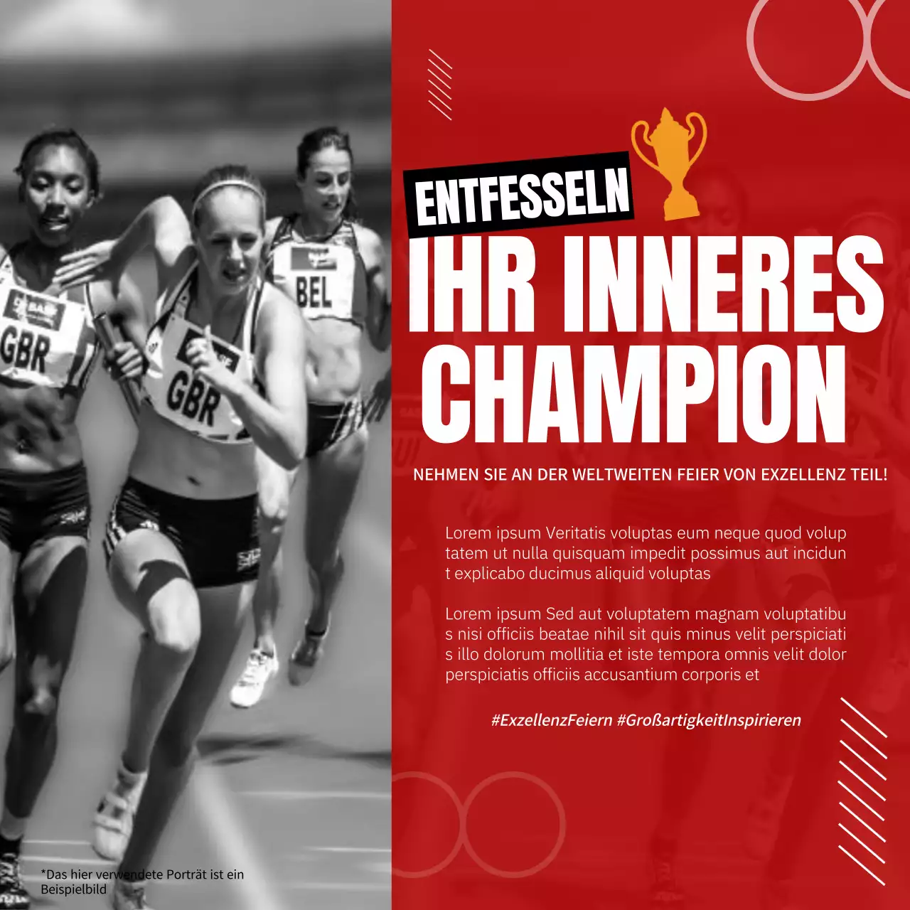 Rot-weiße Werbung für moderne Sportveranstaltungen