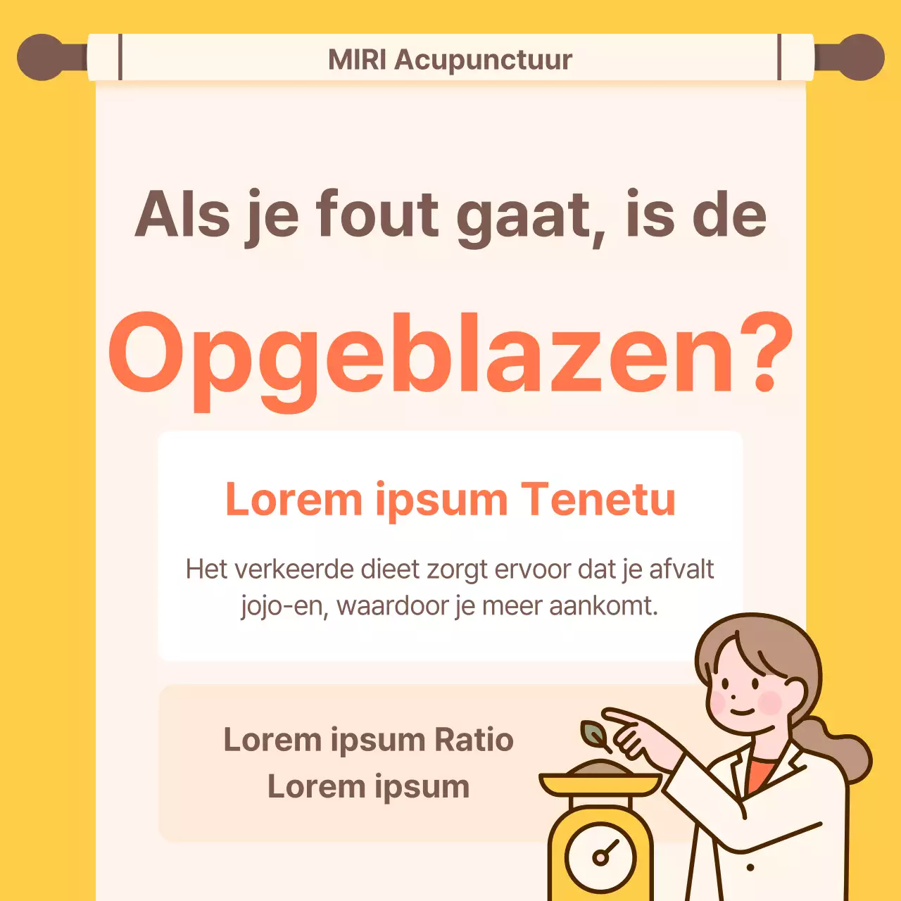 Kitscherig oranje en geel dieet Chinese geneeskunde kliniek promotie