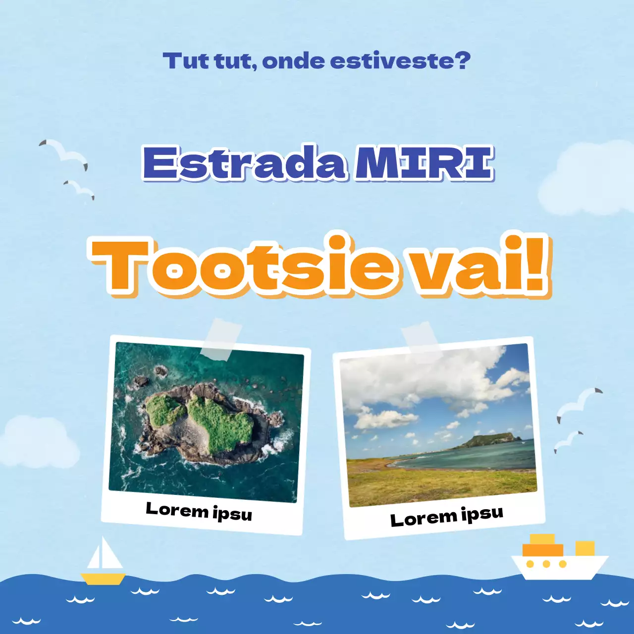 Um anúncio de recrutamento para viagens em tons de azul e laranja