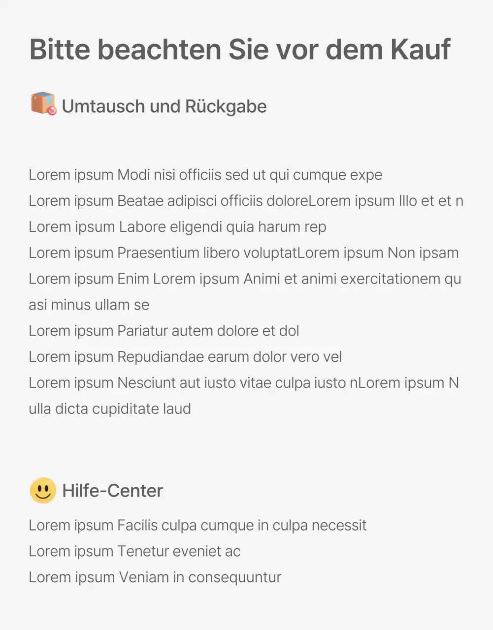 Eine Anzeige für ein Modezentrum mit einfachen weißen und grauen stilisierten Emojis