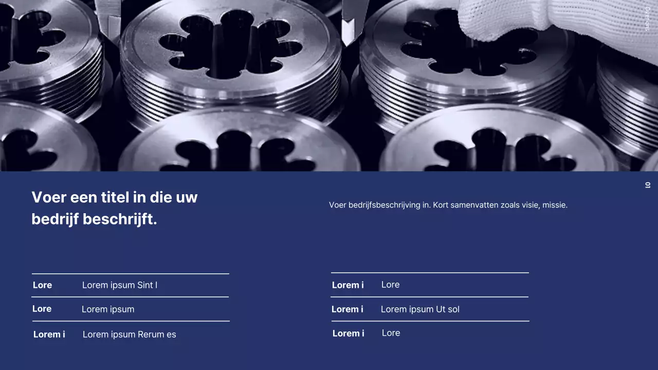 Bedrijfs sollicitatiebrief met een moderne fabriek in zwart-wit en marineblauw