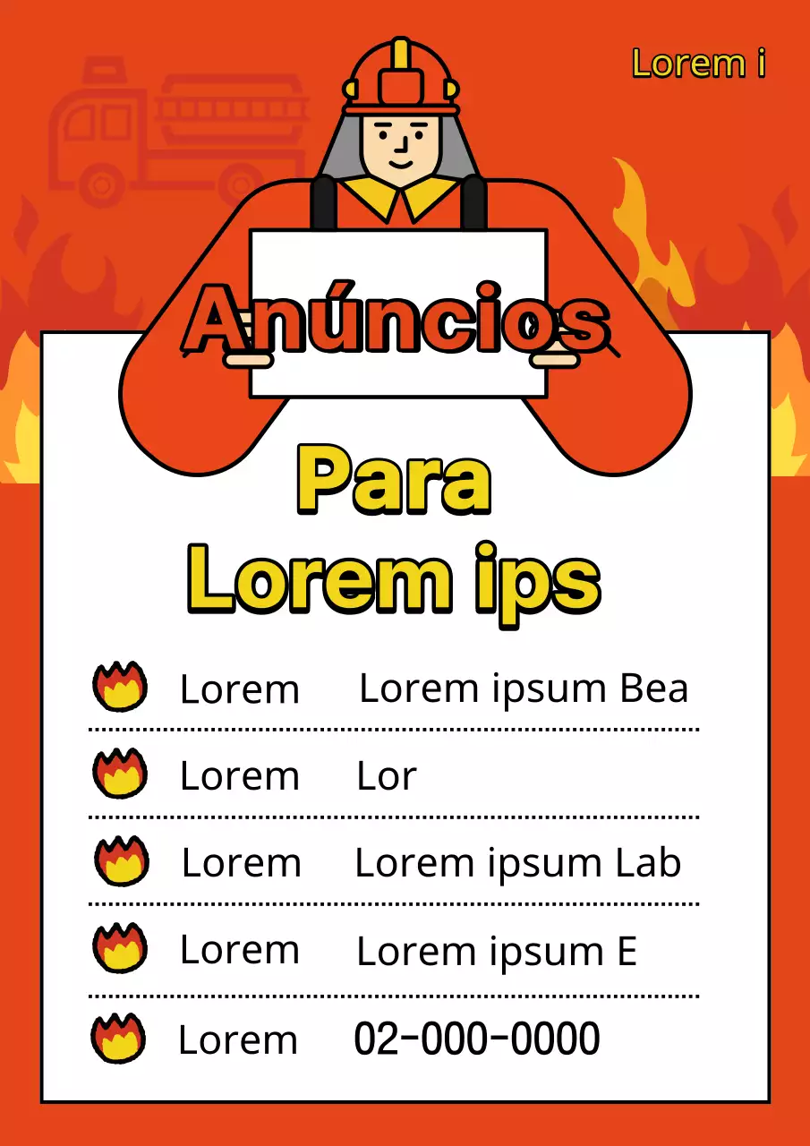 Um simples anúncio vermelho e amarelo de recrutamento para os bombeiros voluntários