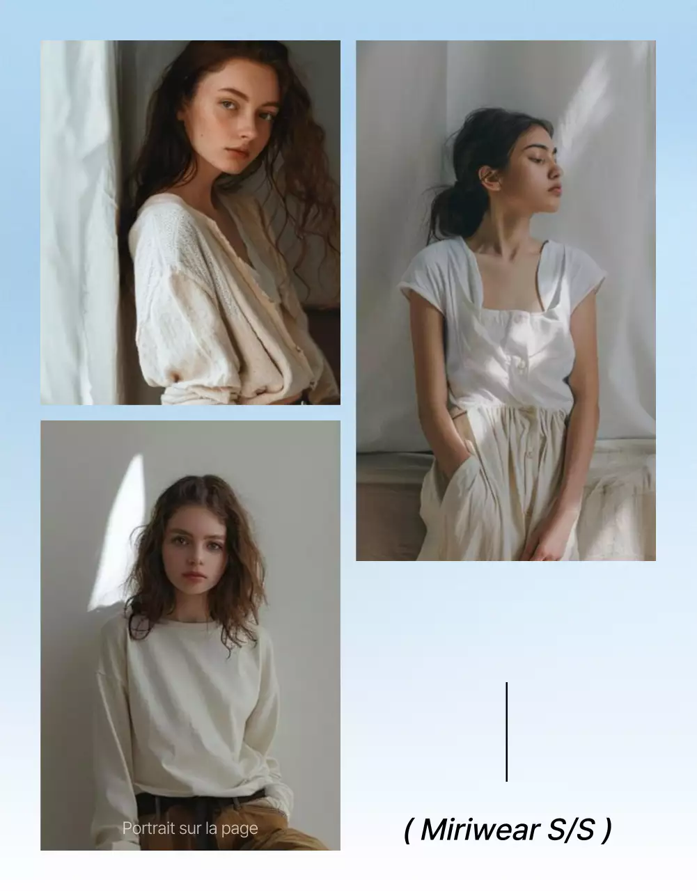 Promouvoir une page photo détaillée de mode en bleu et blanc à la mode