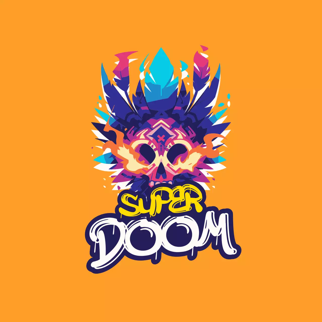 Orange und blaues Flashy Cyberpunk Logo Flye