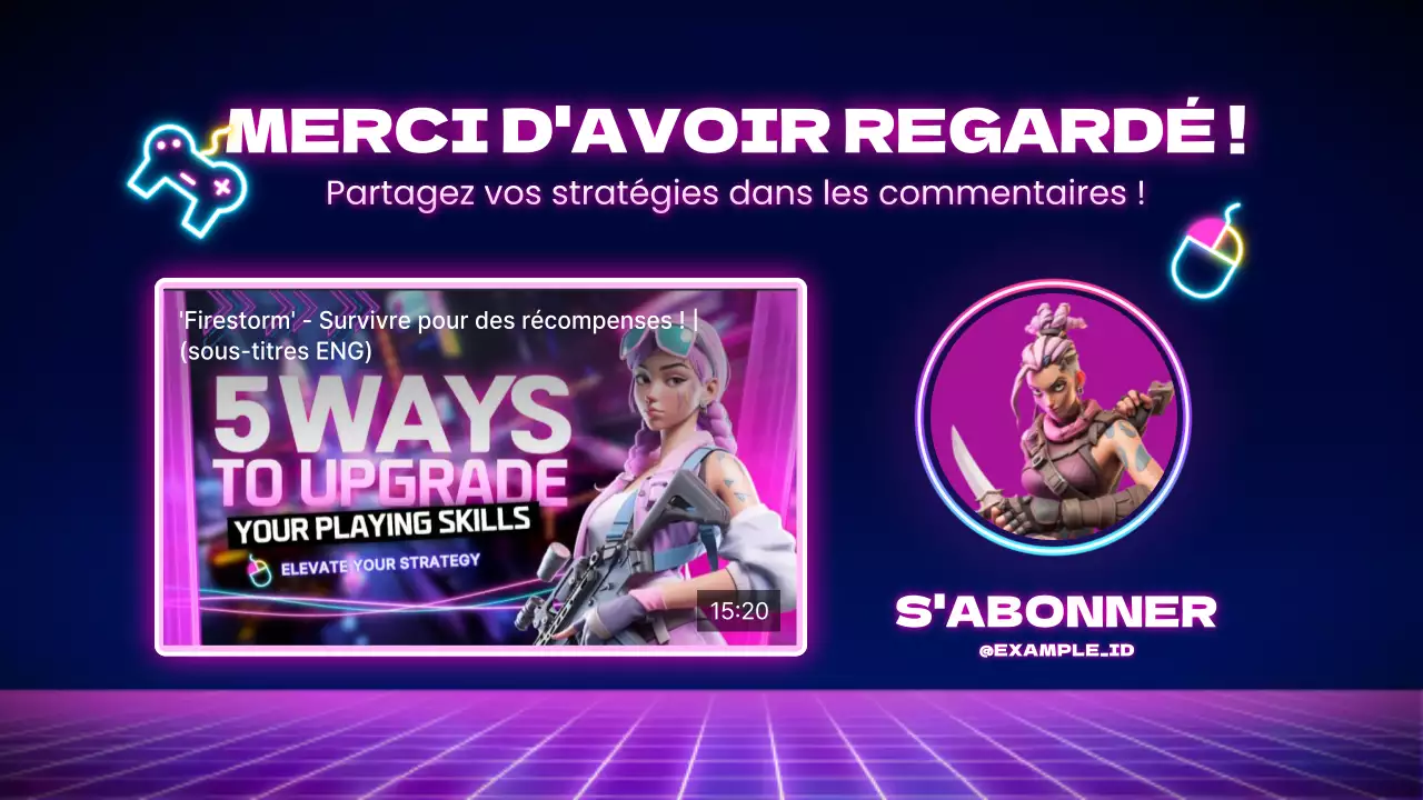 Couverture de l'outro de YouTube dans le style Cyberpunk, en noir et violet