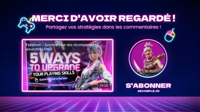 Couverture de l'outro de YouTube dans le style Cyberpunk, en noir et violet