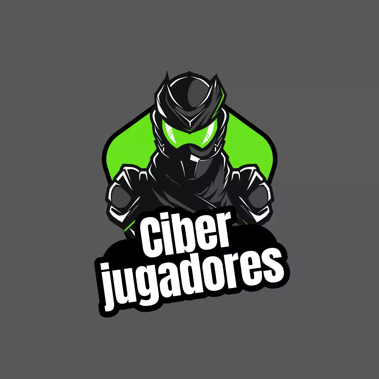 Negro y verde Cyberpunk Gaming Logo Flyer