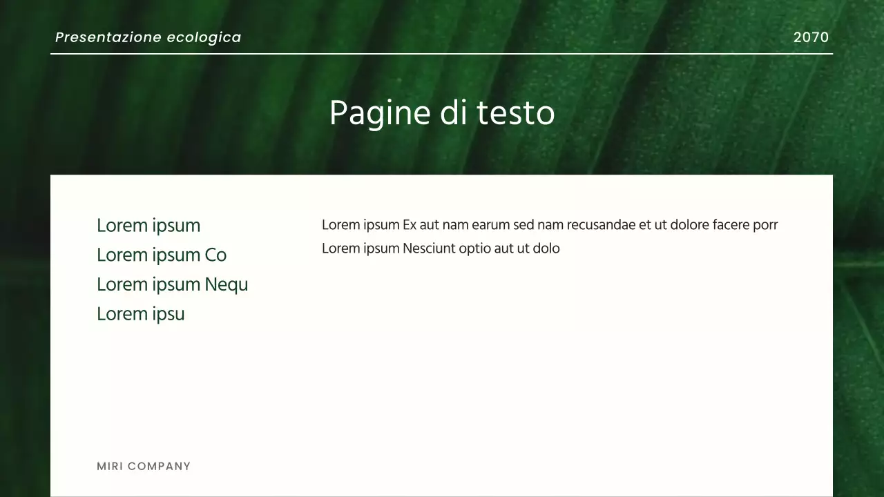 Relazione verde, moderna, naturalistica ed ecologica