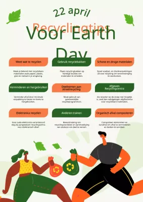 Groene en oranje moderne recyclingtips voor Earth Day-gids