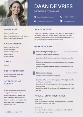Blue Navy Eenvoudig Software Engineer CV