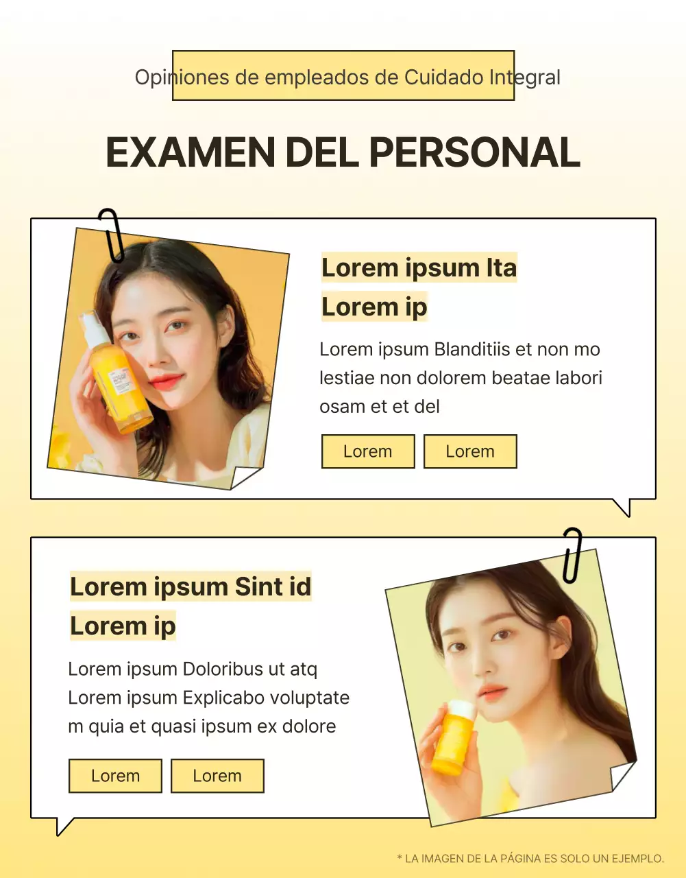 Promover una sencilla página de reseñas de cosméticos amarillos y naranjas para el cuidado de la piel