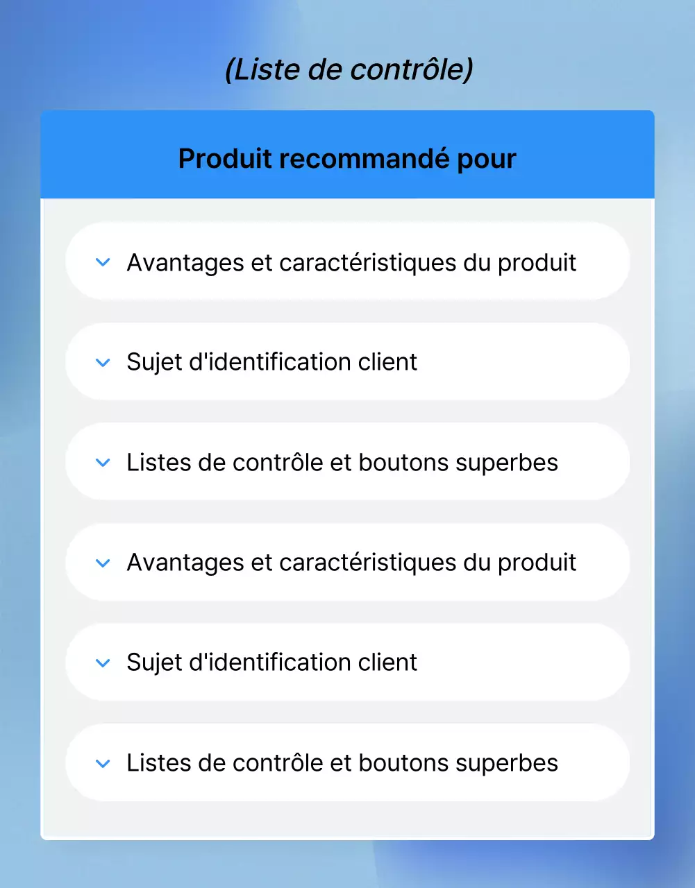 Promouvoir la page de détail de la mode bleue et blanche checkpoint