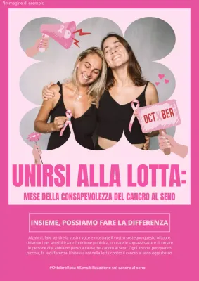 Pubblicità moderna rosa e rossa per la sensibilizzazione al cancro al seno
