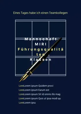 Ein einfacher, marineblauer und gelber Flyer für einen interdisziplinären Unternehmeraustausch.