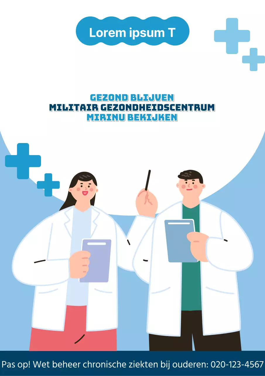 Eenvoudig bord gezondheidscentrum in blauw en lichtblauw