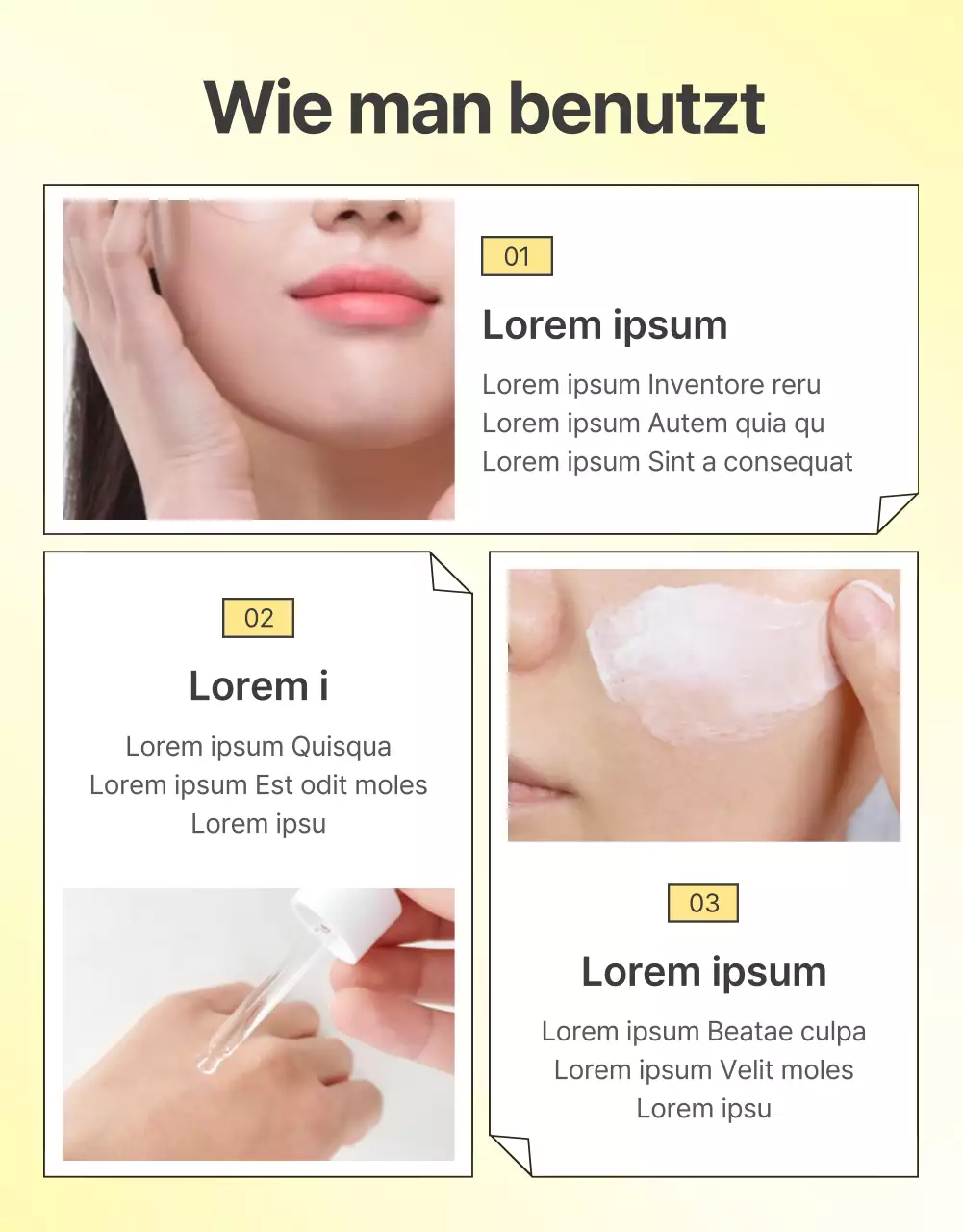 Förderung einfacher Hautpflegekosmetik in Gelb und Orange