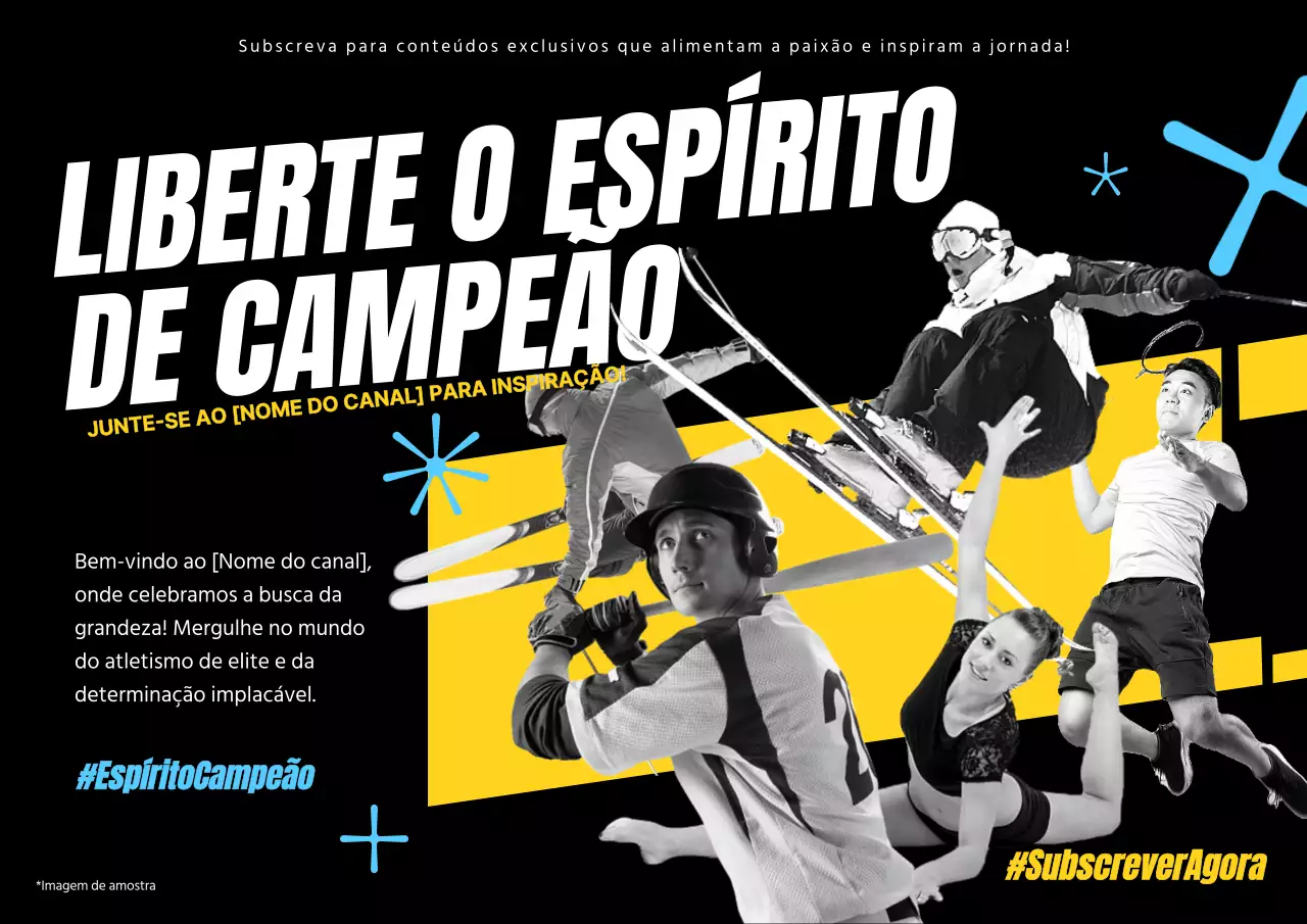 Publicidade de eventos desportivos modernos em azul e branco
