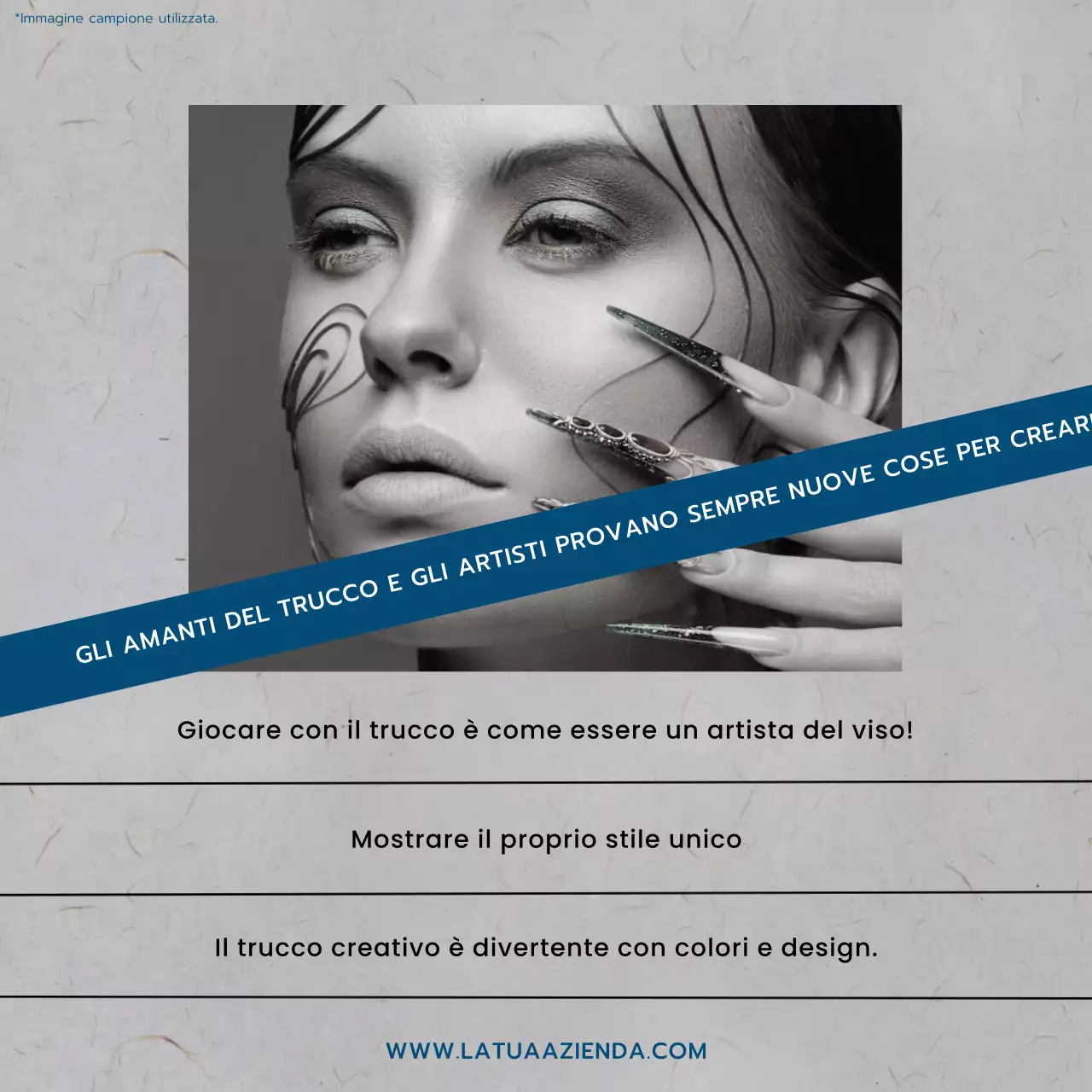 Grigio Blu e Bianco Trend Truccatore Promozione Scuola di Bellezza