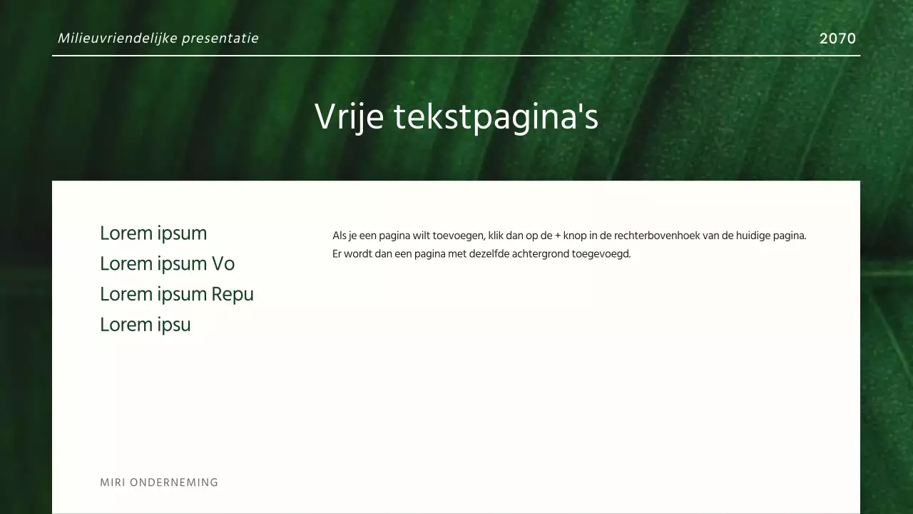 Groen, modern, naturalistisch en milieuvriendelijk verslag