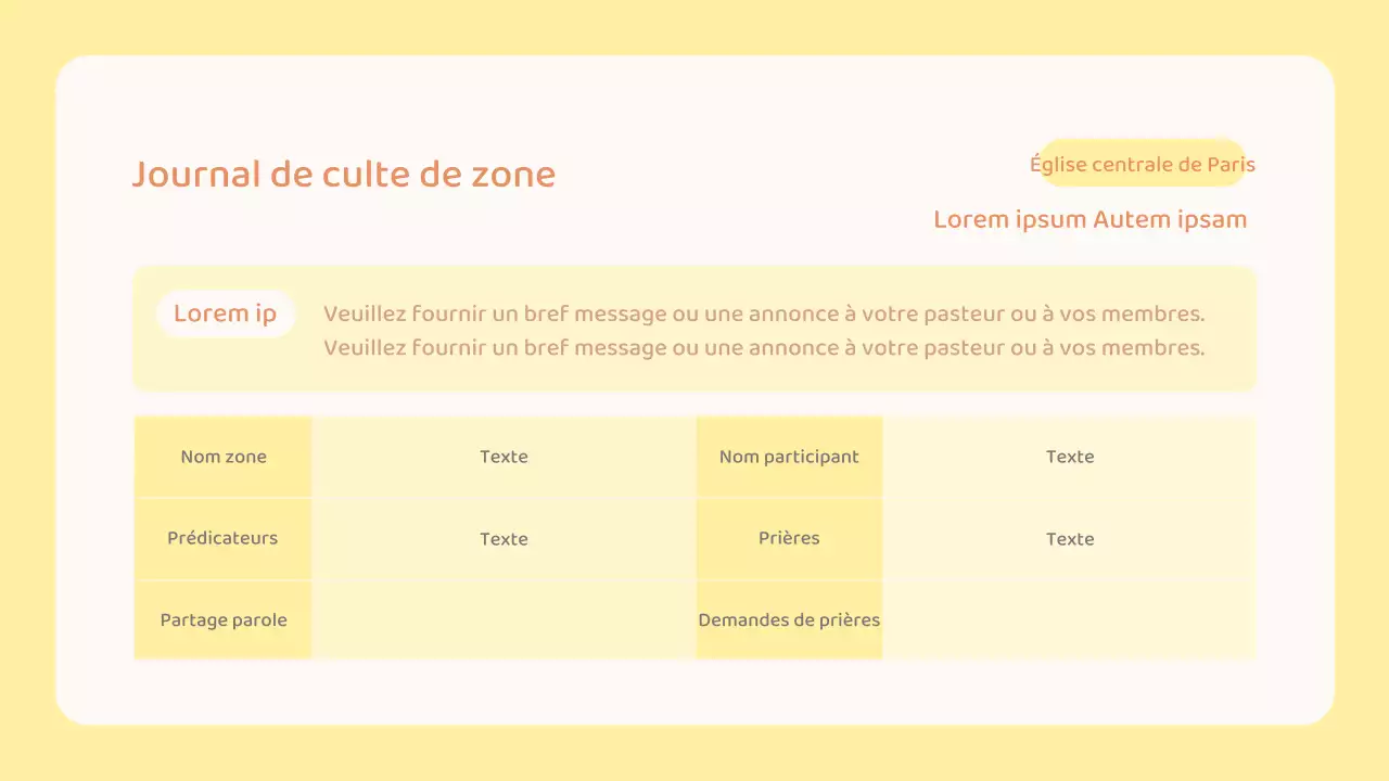 Ressources de culte pour les petits groupes de l'église jaune et orange