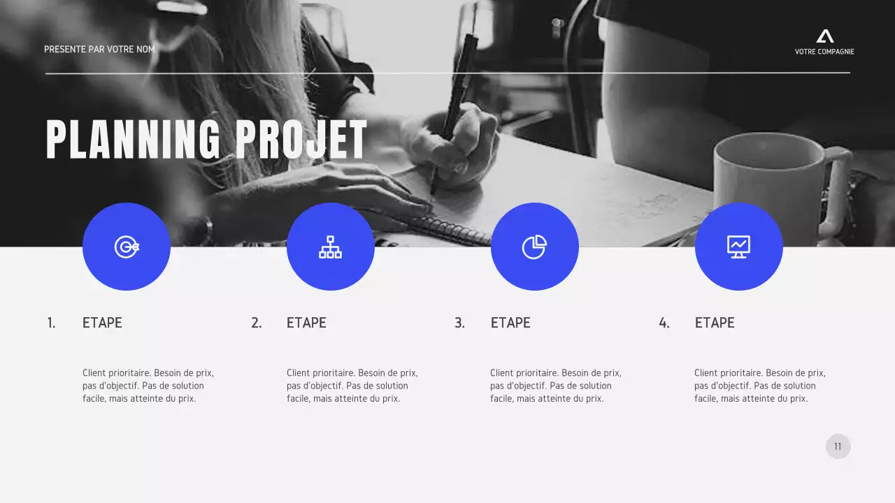 Noir Blanc Gris Stratégie d'entreprise minimale