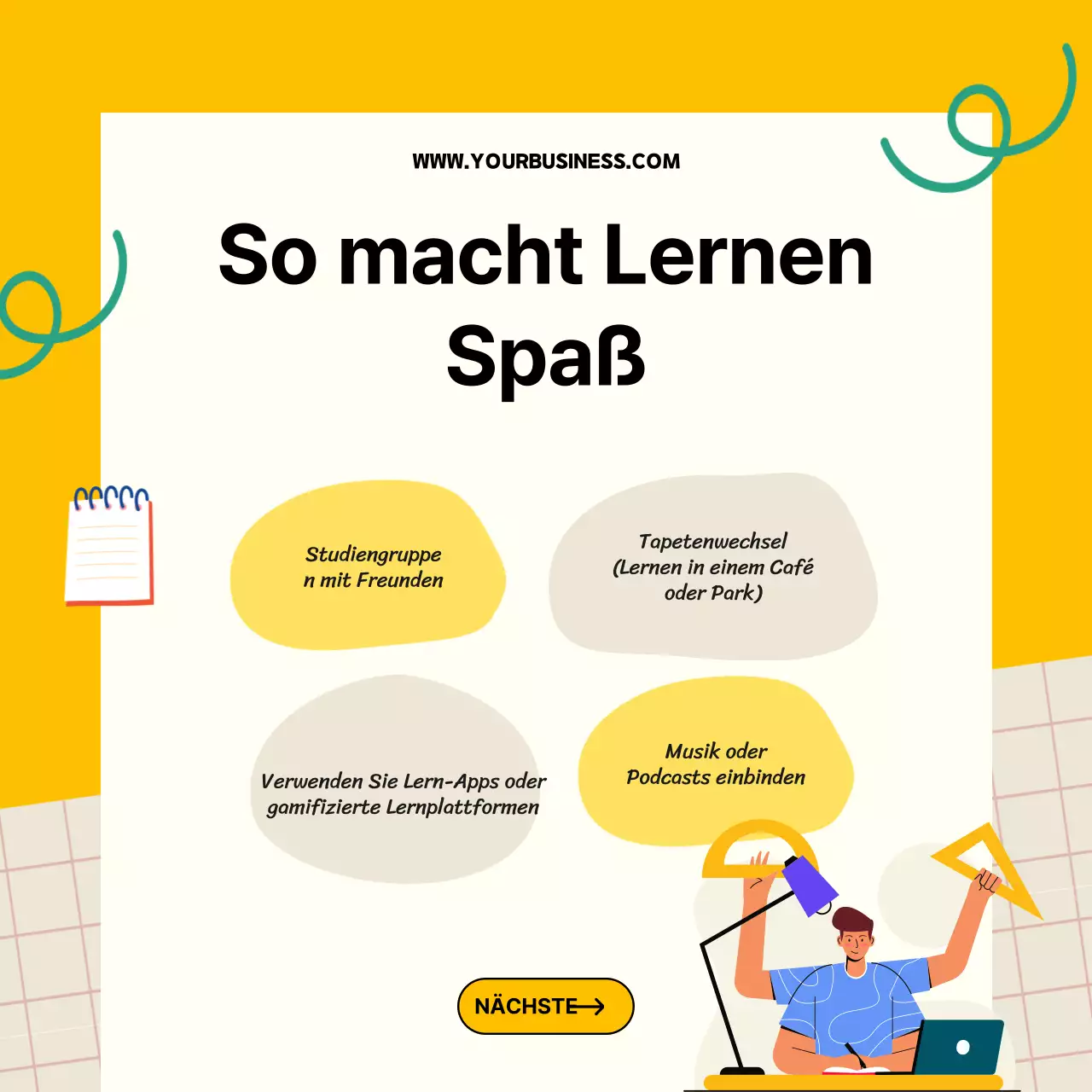 Gelb-weißer Trend Spring Break Study Session Guide