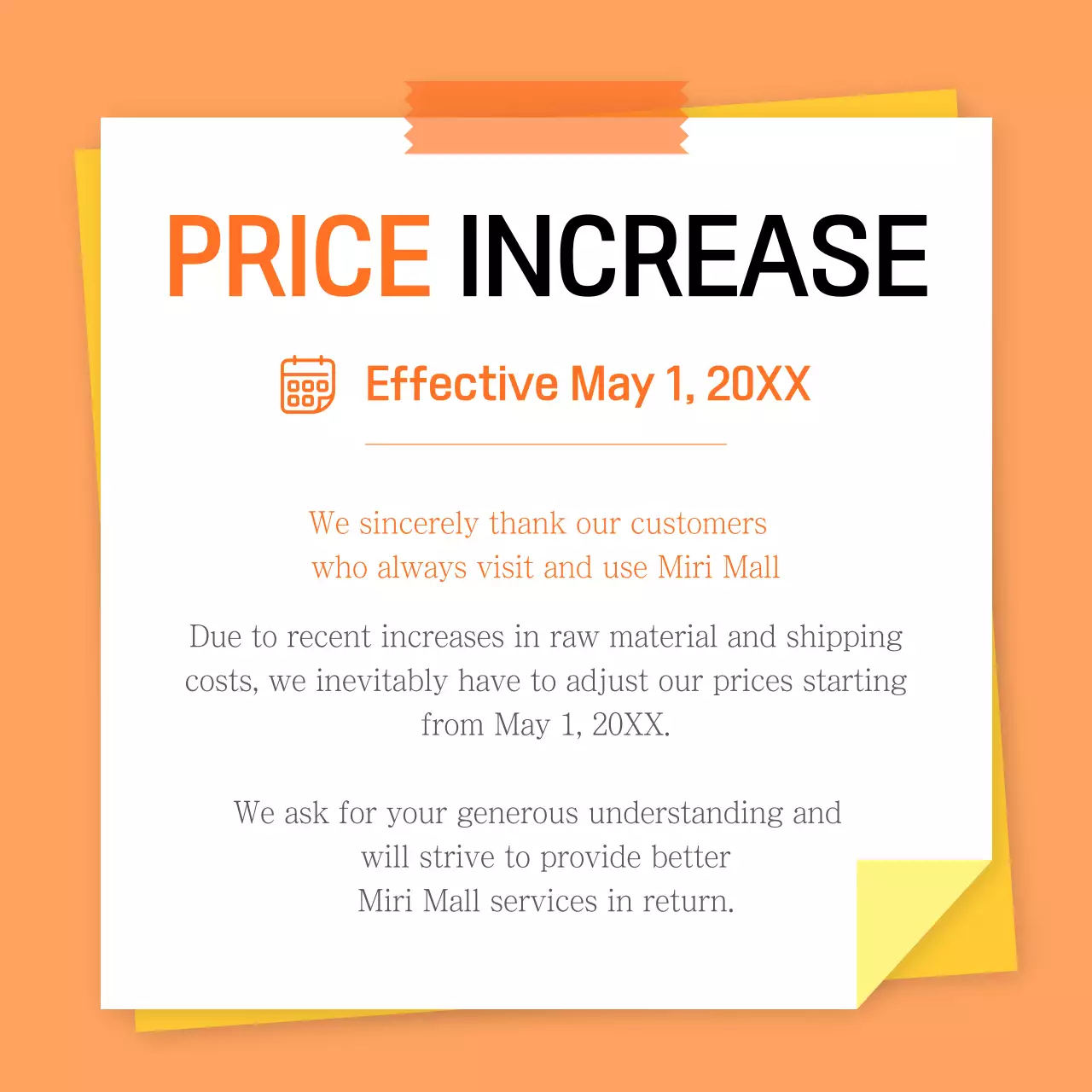 Orange Simple Price Announcement Instagram Post