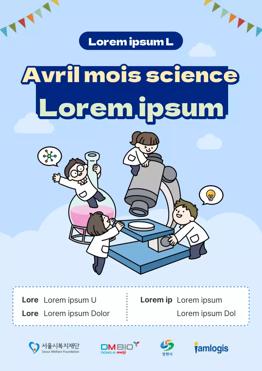 Mignon flyer de la Journée de la Chimie en bleu clair