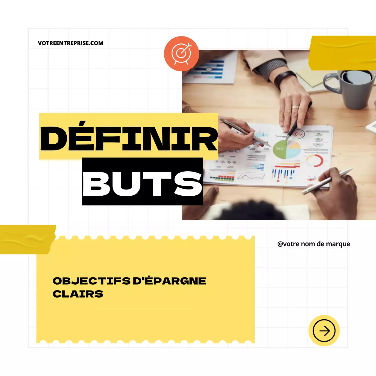 Jaune Noir Géométrique Pop Conseils pour améliorer votre plan d'épargne Carrousel Instagram