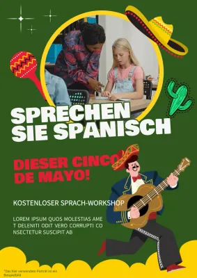 Grüne und gelbe spanischsprachige Workshop-Anzeigen