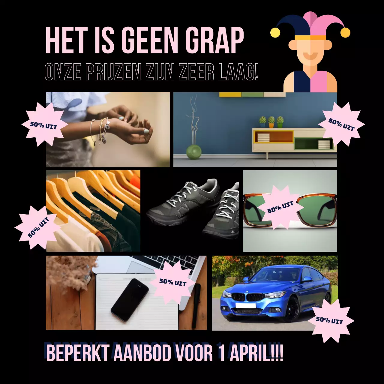 Zwart Roze April Fools Day Uitverkoop Promotie