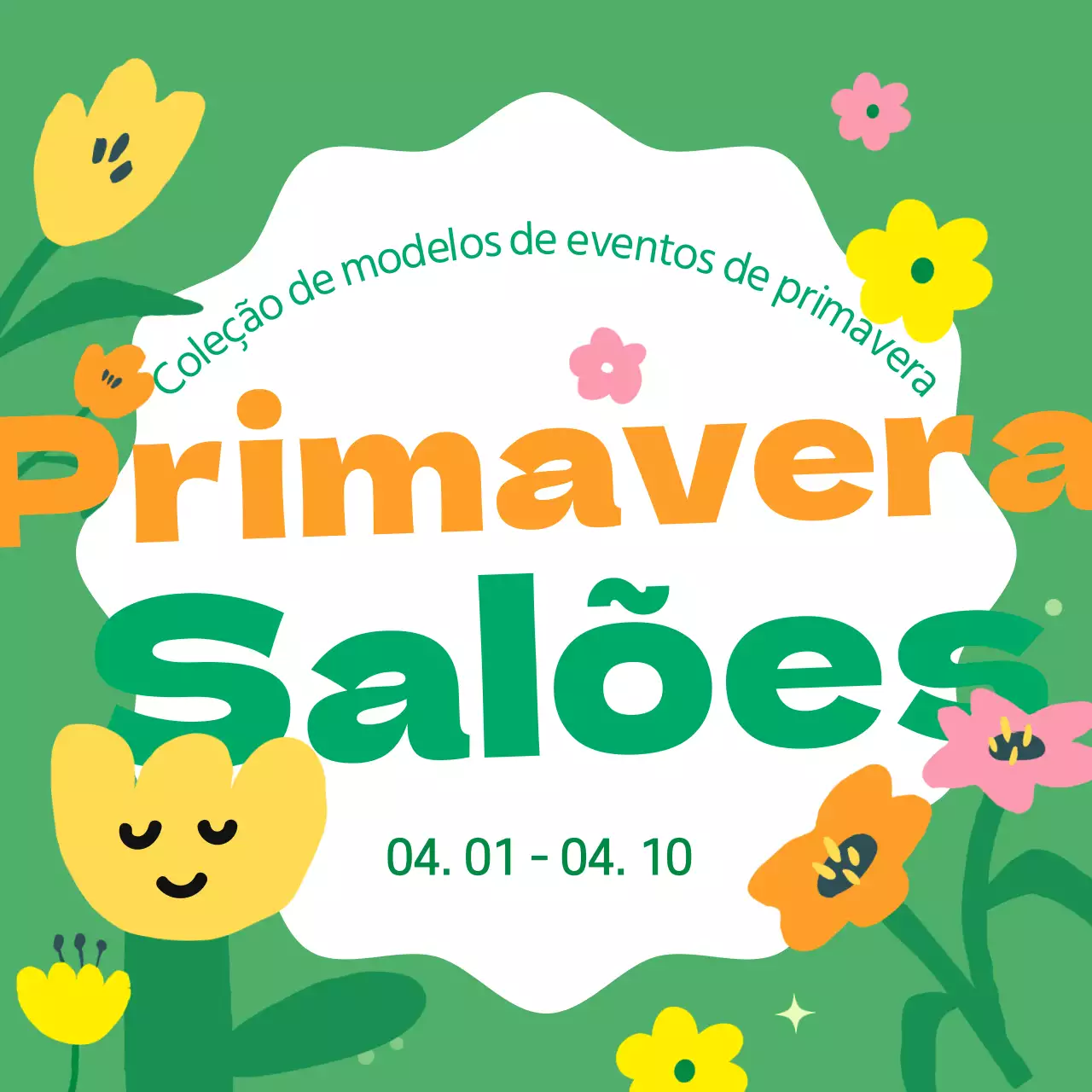 Promover uma bonita promoção de primavera em tons de verde e amarelo