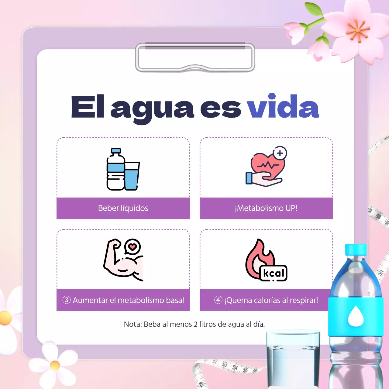 Promoción de la clínica de obesidad de una clínica coreana con una bonita flor primaveral en color malva.