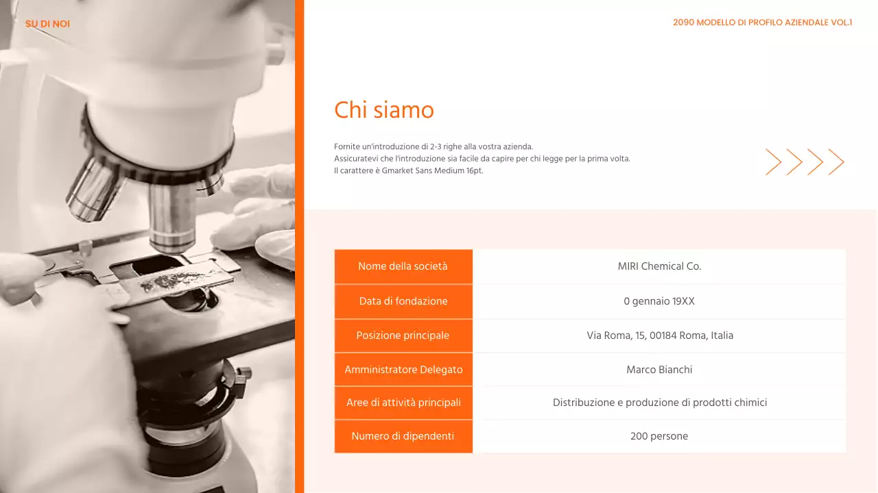 Carta intestata moderna, arancione e bianca, di un'azienda di prodotti chimici industriali pesanti