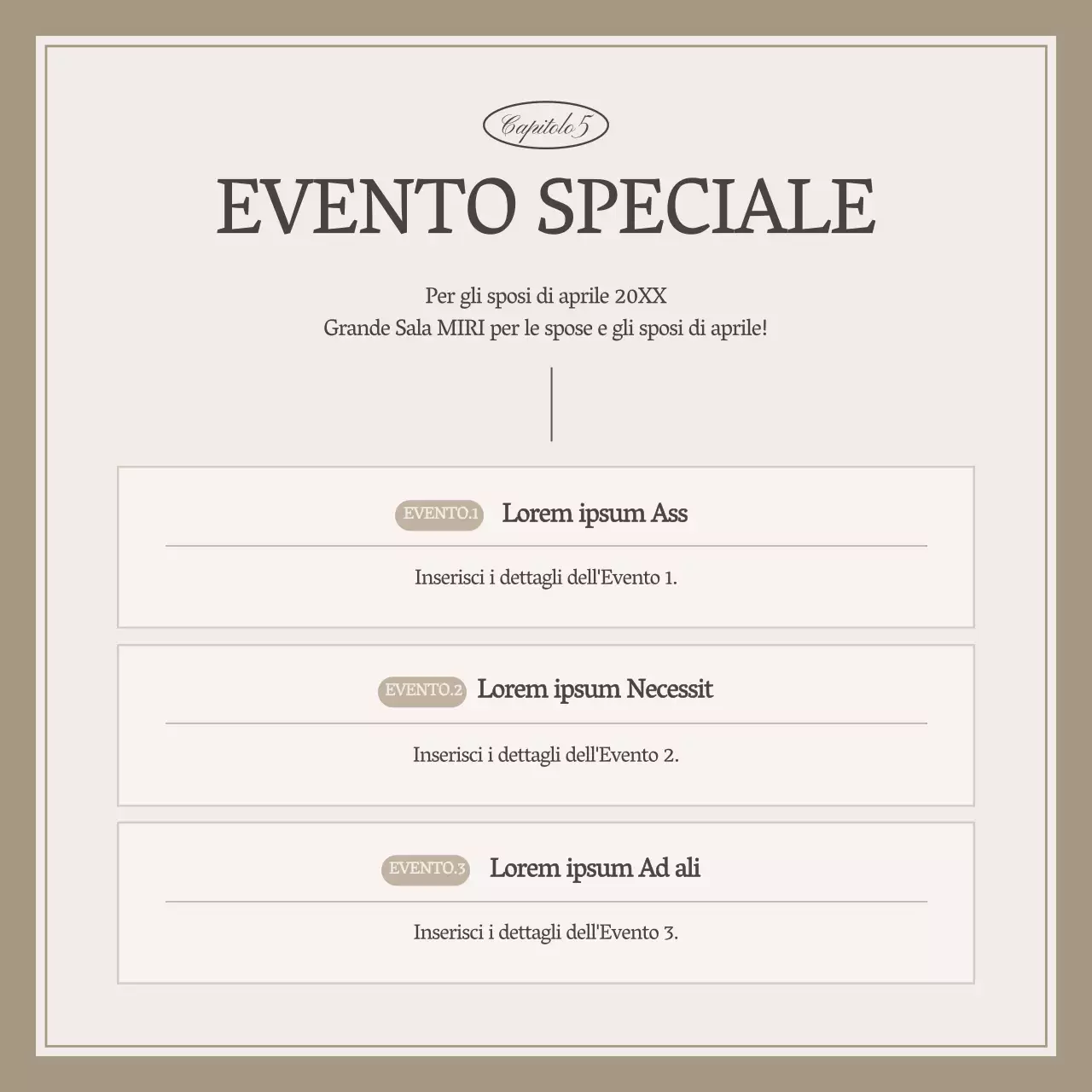 Promuovere un fornitore di nozze semplice in avorio e beige