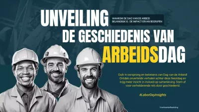 Blauw en geel Moderne Dag van de Arbeid Uitleg Introductie