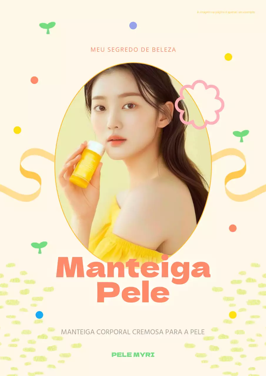 Promover um novo produto cosmético num bonito esquema de cores amarelo e cor-de-rosa