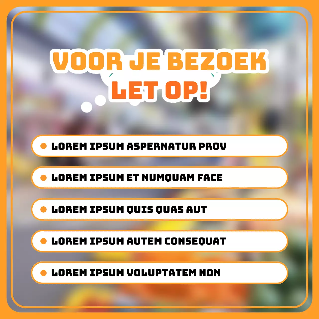 Promoot het eenvoudige oranje en geel van traditionele markten