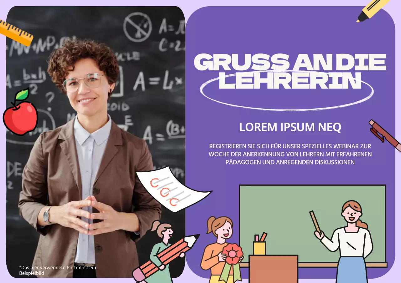 Modernes Webinar in Lila und Weiß für den Tag der Lehreranerkennung