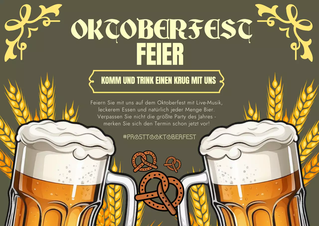 Gelb und Beige Modern Oktoberfest Celebration Day Werbung
