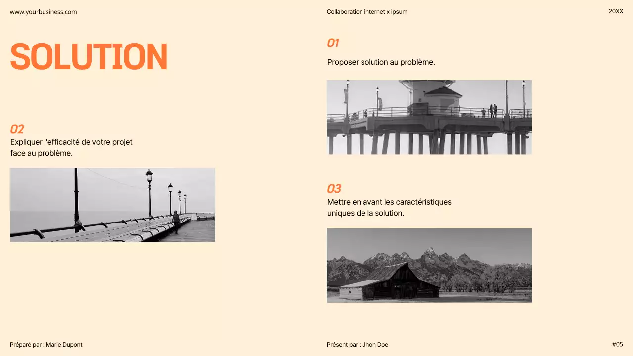 Orange Moderne Minimal Gras Pitch Deck Proposition
